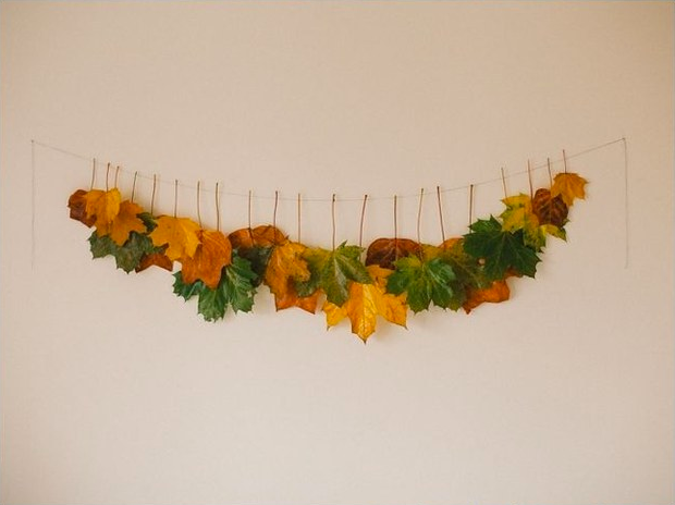 DIY project: Autumn garland made from leaves